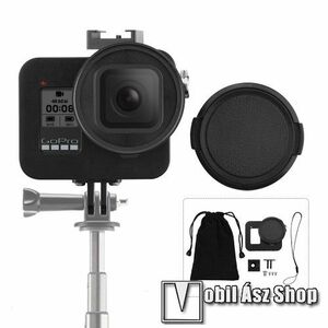 Alumínium védő tok GoPro Hero 8-hoz - csuklópánt, lencsevédő / lencsevédő kupak - FEKETE kép