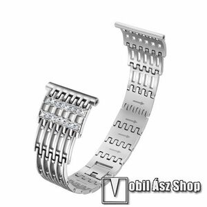 Okosóra szíj - rozsdamentes acél, strasszkővel díszített, 230mm hosszú, 23mm széles - EZÜST - Fitbit Versa / Fitbit Versa Lite / Fitbit Versa 2 kép
