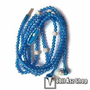 UNIVERZÁLIS sztereo headset - 3, 5mm Jack, mikrofon, felvevő gomb, mágneses, gyöngyökkel díszített 1, 2m-es vezeték - KÉK kép