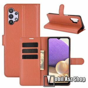 WALLET notesz tok / flip tok - BARNA - asztali tartó funkciós, oldalra nyíló, rejtett mágneses záródás, bankkártyatartó zseb, szilikon belső - SAMSUNG Galaxy A32 5G (SM-A326B) / Galaxy M32 5G (SM-M326B/DS) kép