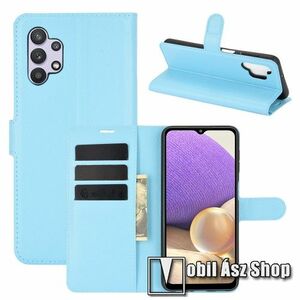 WALLET notesz tok / flip tok - VILÁGOSKÉK - asztali tartó funkciós, oldalra nyíló, rejtett mágneses záródás, bankkártyatartó zseb, szilikon belső - SAMSUNG Galaxy A32 5G (SM-A326B) / Galaxy M32 5G (SM-M326B/DS) kép