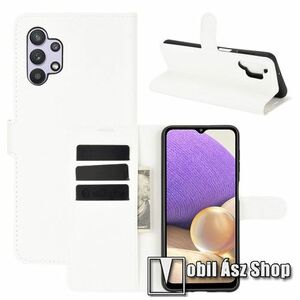 WALLET notesz tok / flip tok - FEHÉR - asztali tartó funkciós, oldalra nyíló, rejtett mágneses záródás, bankkártyatartó zseb, szilikon belső - SAMSUNG Galaxy A32 5G (SM-A326B) / Galaxy M32 5G (SM-M326B/DS) kép