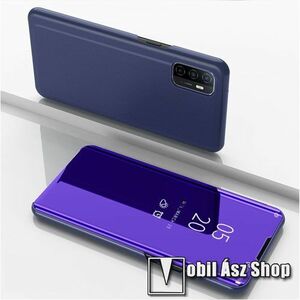Notesz / flip tok - SÖTÉTLILA - oldalra nyíló áttetsző tükrös flip cover, asztali tartó funkció, műanyag belső - SAMSUNG Galaxy A32 5G (SM-A326B) / Galaxy M32 5G (SM-M326B/DS) kép