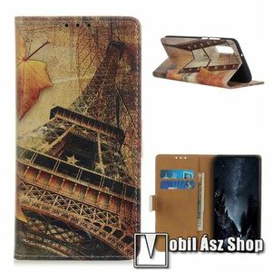 Notesz / mappa tok - EIFFEL TORONY MINTÁS - oldalra nyíló, rejtett mágneses záródás, bankkártyatartó zseb, asztali tartó funkció, szilikon belső - SAMSUNG Galaxy A02 (SM-A022F) / Galaxy M02 (SM-M022F) kép
