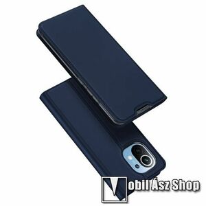 DUX DUCIS SKIN PRO slim design notesz / mappa tok - SÖTÉTKÉK - oldalra nyíló flip cover, asztali tartó funkció, szilikon belső, mágneses záródás - Xiaomi Mi 11 - GYÁRI kép