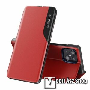 View Window ablakos notesz tok / flip tok - PIROS - oldalra nyíló, asztali tartó funkciós, műanyag belső - Xiaomi Mi 11 kép