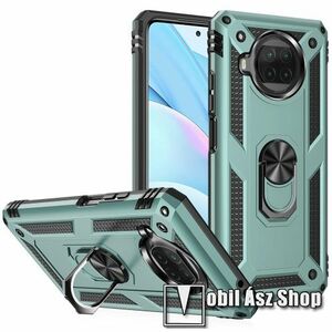 OTT! HYBRID ARMOR műanyag védő tok / hátlap - ZÖLD - szilikon betétes, kitámasztható, fém ujjgyűrűvel, tapadófelület mágneses autós tartóhoz - ERŐS VÉDELEM! - Xiaomi Mi 10T Lite 5G / Redmi Note 9 Pro 5G / Mi 10i 5G kép