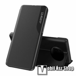 View Window ablakos notesz tok / flip tok - FEKETE - oldalra nyíló, asztali tartó funkciós, műanyag belső - Xiaomi Redmi Note 9T 5G / Redmi Note 9 5G kép