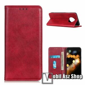 Notesz tok / flip tok - PIROS - hasított bőr, asztali tartó funkciós, oldalra nyíló, rejtett mágneses záródás, bankkártya tartó zseb, szilikon belső - Xiaomi Redmi Note 9T 5G / Redmi Note 9 5G kép