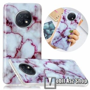 Szilikon védő tok / hátlap - MÁRVÁNY MINTÁS - FEHÉR / PIROS - Xiaomi Redmi Note 9T 5G / Redmi Note 9 5G kép