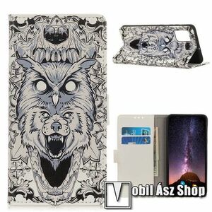 Notesz / mappa tok - BAGOLY / FARKAS MINTÁS - oldalra nyíló, rejtett mágneses záródás, belső zseb, asztali tartó funkció, szilikon belső - Xiaomi Poco M3 / Redmi 9T / Redmi 9 Power kép