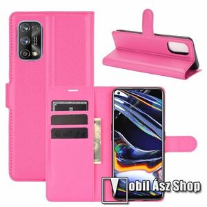 WALLET notesz tok / flip tok - RÓZSASZÍN - asztali tartó funkciós, oldalra nyíló, rejtett mágneses záródás, bankkártyatartó zseb, szilikon belső - Realme 7 Pro kép