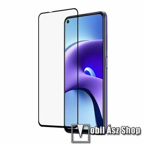 Előlap védő karcálló edzett üveg - FEKETE - 9H, Arc Edge, a teljes felületén tapad - A TELJES KIJELZŐT VÉDI! - Xiaomi Redmi Note 9T 5G / Redmi Note 9 5G kép