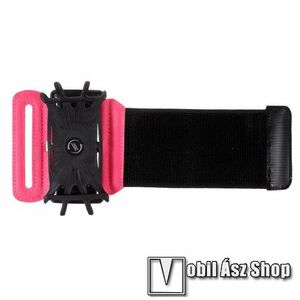 UNIVERZÁLIS SPORT tok / karpánt - FEKETE / RÓZSASZÍN - 360°-ban forgatható, min. 135 x 65mm, max. 170 x 85mm méretű készülékekhez kép
