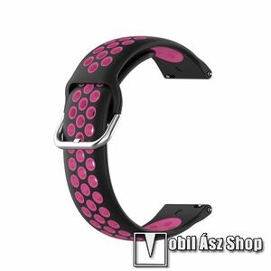 Okosóra szíj - légáteresztő, sportoláshoz - FEKETE / RÓZSASZÍN - 86mm + 130mm hosszú, 23mm széles - CUBOT C3 / ULEFONE Watch GPS / CASIO PROTREK PRT-B50-2ER / ACME SW202G / SW302 kép