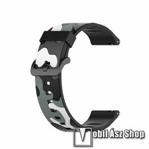 Okosóra szíj - szilikon, TEREPMINTÁS - SZÜRKE - 125mm + 84mm hosszú, 19mm széles - Xiaomi Haylou Solar LS01 / Umidigi Uwatch3 / Uwatch3 GPS / UFit / Uwatch GT kép