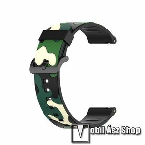 Okosóra szíj - szilikon, TEREPMINTÁS - ZÖLD - 125mm + 84mm hosszú, 19mm széles - Xiaomi Haylou Solar LS01 / Umidigi Uwatch3 / Uwatch3 GPS / UFit / Uwatch GT kép