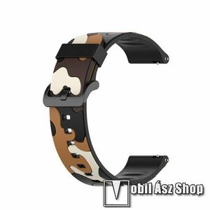 Okosóra szíj - szilikon, TEREPMINTÁS - BARNA - 125mm + 84mm hosszú, 19mm széles - Xiaomi Haylou Solar LS01 / Umidigi Uwatch3 / Uwatch3 GPS / UFit / Uwatch GT kép