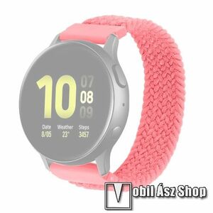 Okosóra szíj - fonott szövet körpánt - RÓZSASZÍN - M-es méret, 134mm-230mm-ig nyúlik, sztreccses, 22mm széles - SAMSUNG Galaxy Watch 46mm / Watch GT2 46mm / Watch GT 2e / Galaxy Watch3 45mm / Honor MagicWatch 2 46mm kép
