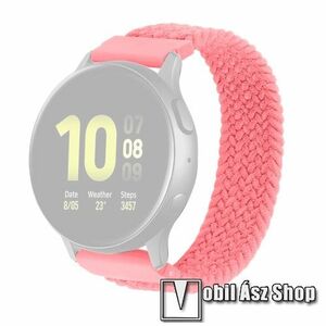 Okosóra szíj - fonott szövet körpánt - RÓZSASZÍN - XL-es méret 150mm hosszú, sztreccses, 20mm széles - SAMSUNG Galaxy Watch 42mm / Amazfit GTS / Galaxy Watch3 41mm / HUAWEI Watch GT 2 42mm / Galaxy Watch Active / Active 2 kép