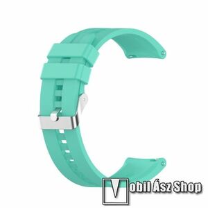 Okosóra szíj - környezetbarát szilikon - CYAN - 120mm+90mm hosszú, 22mm széles - SAMSUNG Galaxy Watch 46mm / Watch GT2 46mm / Watch GT 2e / Galaxy Watch3 45mm / Honor MagicWatch 2 46mm kép