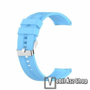 Okosóra szíj - környezetbarát szilikon - ÉGSZÍNKÉK - 120mm+90mm hosszú, 22mm széles - SAMSUNG Galaxy Watch 46mm / Watch GT2 46mm / Watch GT 2e / Galaxy Watch3 45mm / Honor MagicWatch 2 46mm kép