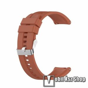 Okosóra szíj - környezetbarát szilikon - SÖTÉT NARANCSSÁRGA - 120mm+90mm hosszú, 20mm széles - SAMSUNG Galaxy Watch 42mm / Amazfit GTS / Galaxy Watch3 41mm / HUAWEI Watch GT 2 42mm / Galaxy Watch Active / Active 2 kép