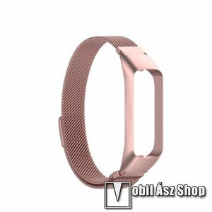 Okosóra milánói szíj - rozsdamentes acél, mágneses - 197mm hosszú - RÓZSASZÍN - SAMSUNG Galaxy Fit 2 (SM-R220) kép