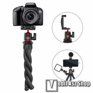 UNIVERZÁLIS Octopus Gorillapod TRIPOD állvány - 65-95mm-es bölcsővel, 360 fokban forgatható, flexibilis lábakkal, univerzális 1/4"-es csatlakozó - FEKETE kép