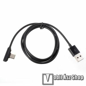 Adatátviteli kábel / USB töltő - USB Type-C, 90°-os derékszögű, 1m hosszú, 10W - FEKETE kép