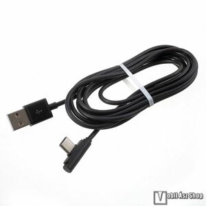Adatátviteli kábel / USB töltő - USB Type-C, 90°-os derékszögű, 2m hosszú, 10W - FEKETE kép