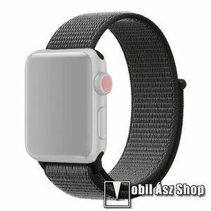 Okosóra szíj - szövet, tépőzáras - SÖTÉTSZÜRKE - APPLE Watch Series 1/2/3 42mm / 4/5/6/SE 44mm / 7/8/9 45mm / Ultra / Ultra 2 49mm kép