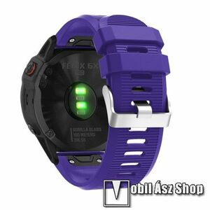 Okosóra szíj - szilikon, textúrált mintás - LILA - 26mm, QUICKFIT, 94+127mm hosszú, 135-225mm csuklóig - Garmin Fenix 5X / 5X Plus / 5X Plus Sapphire / 6X / 6X Sapphire / 6X Pro / 6X Pro Solar / 6X Pro Sapphire / Quatix 3 / Descent MK1 kép