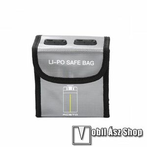 DJI Mavic Mini 2 akkumulátorhoz biztonsági tűzálló tartó / hordozó táska - 2db akkumulátor tárolására alkalmas, tűzálló, tépőzáras, 88 x 90 x 43mm - SZÜRKE kép