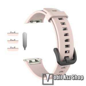 Okosóra szíj - szilikon - RÓZSASZÍN - 120mm + 78mm hosszú - HUAWEI Band 6 / HONOR Band 6 / HONOR Band 7 kép