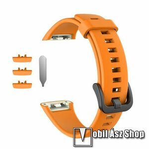 Okosóra szíj - szilikon - NARANCSSÁRGA - 120mm + 78mm hosszú - HUAWEI Band 6 / HONOR Band 6 / HONOR Band 7 kép