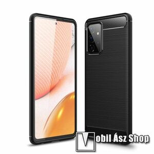 OTT! CARBON szilikon védő tok / hátlap - FEKETE - karbon mintás, ERŐS VÉDELEM! - SAMSUNG Galaxy A72 5G (SM-A726F) / Galaxy A72 4G (SM-A725F) kép