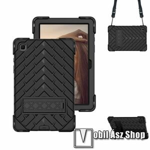 OTT! RHOMBUS műanyag védő tok / hátlap - FEKETE - három rétegű, szilikon betétes, kitámasztható, vállpánttal - ERŐS VÉDELEM! - SAMSUNG Galaxy Tab A7 10.4 (2020) (SM-T500/T505) / (2022) (SM-T509) kép