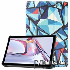 Notesz / mappa tok - GEOMETRIA MINTÁS - oldalra nyíló flip cover, TRIFOLD asztali tartó funkció, mágneses záródás, műanyag belső - SAMSUNG Galaxy Tab A7 10.4 (2020) (SM-T500/T505) / (2022) (SM-T509) kép