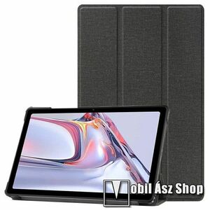 Notesz tok / mappa tok - FEKETE - szövettel bevont oldalra nyíló flip cover, TRIFOLD asztali tartó funkciós, műanyag belső - SAMSUNG Galaxy Tab A7 10.4 (2020) (SM-T500/T505) / (2022) (SM-T509) kép