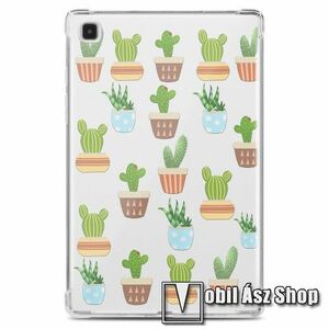 Szilikon védő tok / hátlap - KAKTUSZ MINTÁS - ÁTLÁTSZÓ - erősített sarkok, ERŐS VÉDELEM! - SAMSUNG Galaxy Tab A7 10.4 (2020) (SM-T500/T505) / (2022) (SM-T509) kép