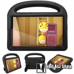 Shockproof EVA habszivacs védő tok - kitámasztható, hordozó füllel, asztali tartó funkciós - ERŐS VÉDELEM! - FEKETE - Lenovo Tab M8 (FHD) (2nd Gen) (TB-8705) / Tab M8 (3rd Gen) / MOTOROLA Tab G20 kép