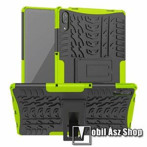 OTT! VROOM műanyag védő tok / hátlap - ZÖLD - AUTÓGUMI MINTÁS - szilikon betétes, asztali tartó funkciós, ERŐS VÉDELEM! - Lenovo Tab P11 Pro (TB-J706F) / Lenovo Tab XiaoXin P11 Pro kép