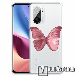 Szilikon védő tok / hátlap - RÓZSASZÍN PILLANGÓ MINTÁS - ÁTLÁTSZÓ - Xiaomi Redmi K40 / Redmi K40 Pro / Redmi K40 Pro Plus / Mi 11i / Mi 11X / Mi 11X Pro / Poco F3 kép