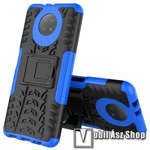 OTT! VROOM műanyag védő tok / hátlap - KÉK - AUTÓGUMI MINTÁS - szilikon betétes, asztali tartó funkciós, ERŐS VÉDELEM! - Xiaomi Redmi Note 9T 5G / Redmi Note 9 5G kép