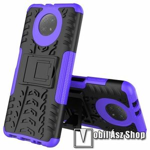 OTT! VROOM műanyag védő tok / hátlap - LILA - AUTÓGUMI MINTÁS - szilikon betétes, asztali tartó funkciós, ERŐS VÉDELEM! - Xiaomi Redmi Note 9T 5G / Redmi Note 9 5G kép