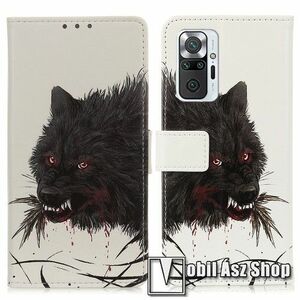 Notesz / mappa tok - FARKAS MINTÁS - oldalra nyíló, rejtett mágneses záródás, belső zseb, asztali tartó funkció, szilikon belső - Xiaomi Redmi Note 10 Pro / Redmi Note 10 Pro Max kép