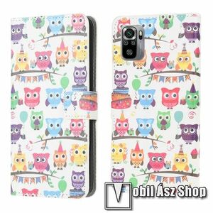 Notesz / mappa tok - SZÍNES BAGOLY MINTÁS - oldalra nyíló, rejtett mágneses záródás, belső zseb, asztali tartó funkció, szilikon belső - Xiaomi Redmi Note 10 / Note 10S / Poco M5s kép