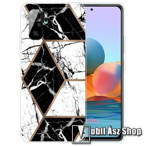 Szilikon védő tok / hátlap - FEKETE / FEHÉR MÁRVÁNY MINTÁS - Xiaomi Redmi Note 10 / Note 10S / Poco M5s kép