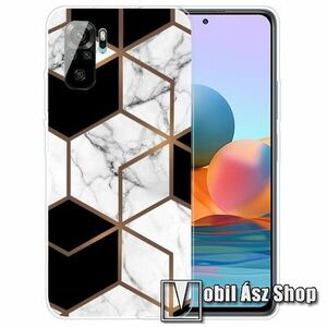 Szilikon védő tok / hátlap - FEKETE / FEHÉR MÁRVÁNY MINTÁS - Xiaomi Redmi Note 10 / Note 10S / Poco M5s kép
